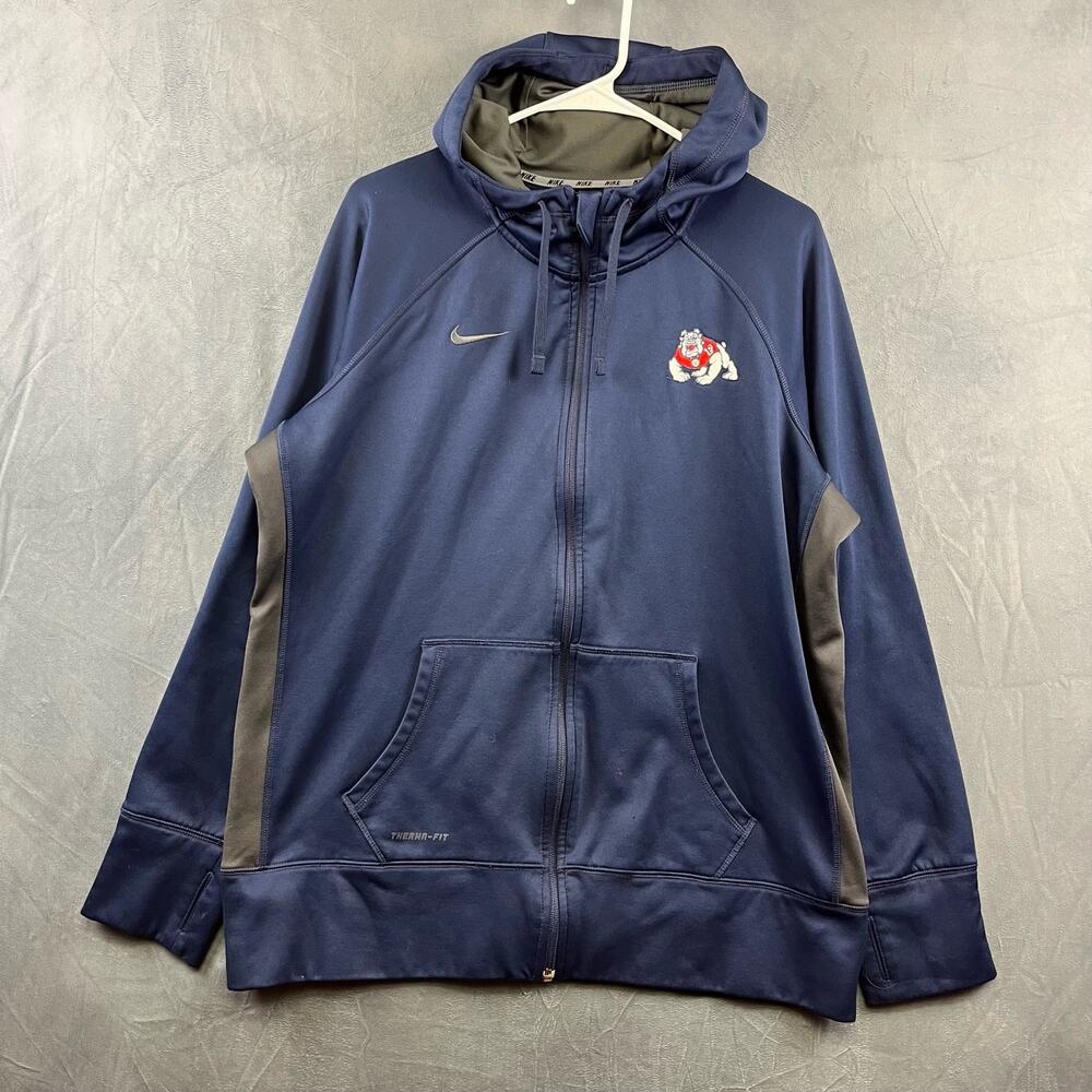 Fresno State Bulldogs Jacket Nike XL Jacket Hood Therma Fit Full Zip Embroidered